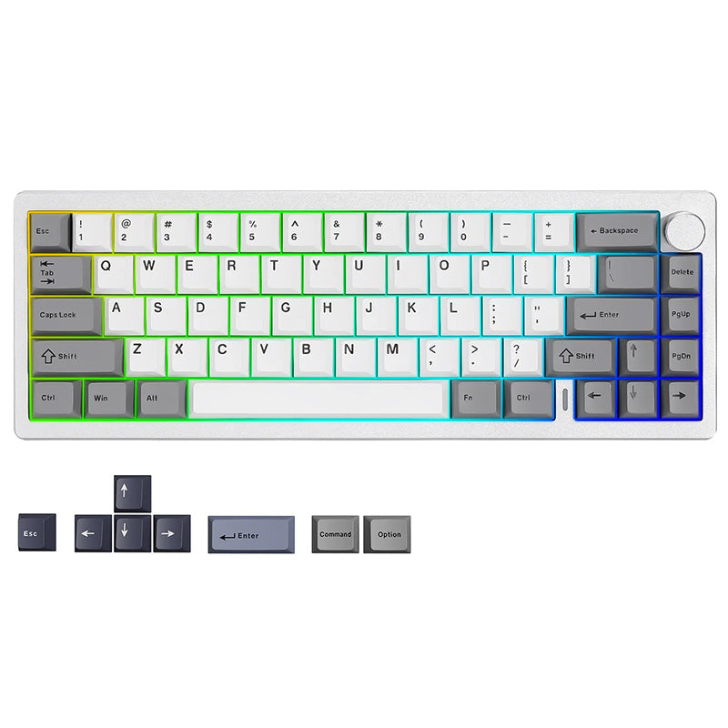 YUNZII AL68 QMK/VIA Tri-Mode Hot-Swap Aluminum Mechanical Keyboard Milk V2 Switch - Silver