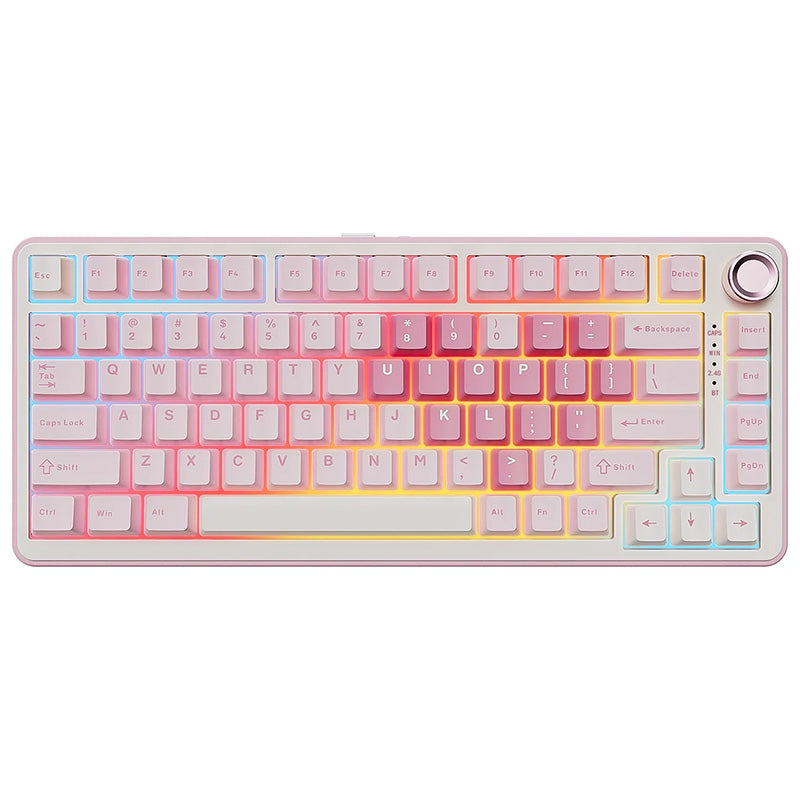 YUNZII B75 Pro Gasket Tri-Mode Hot-Swap Wireless Mechanical Keyboard Cocoa Cream Switch - Pink