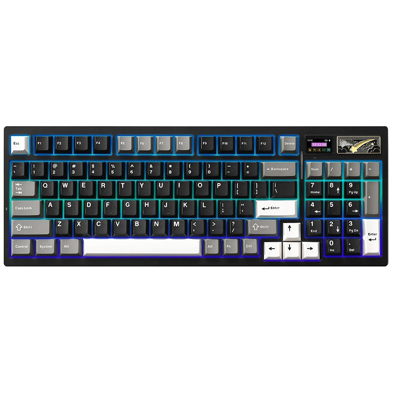 YUNZII IF99 QMK/VIA Full Size Wireless Mechanical Keyboard with LCD Screen Cocoa Cream V2 Switch - Black
