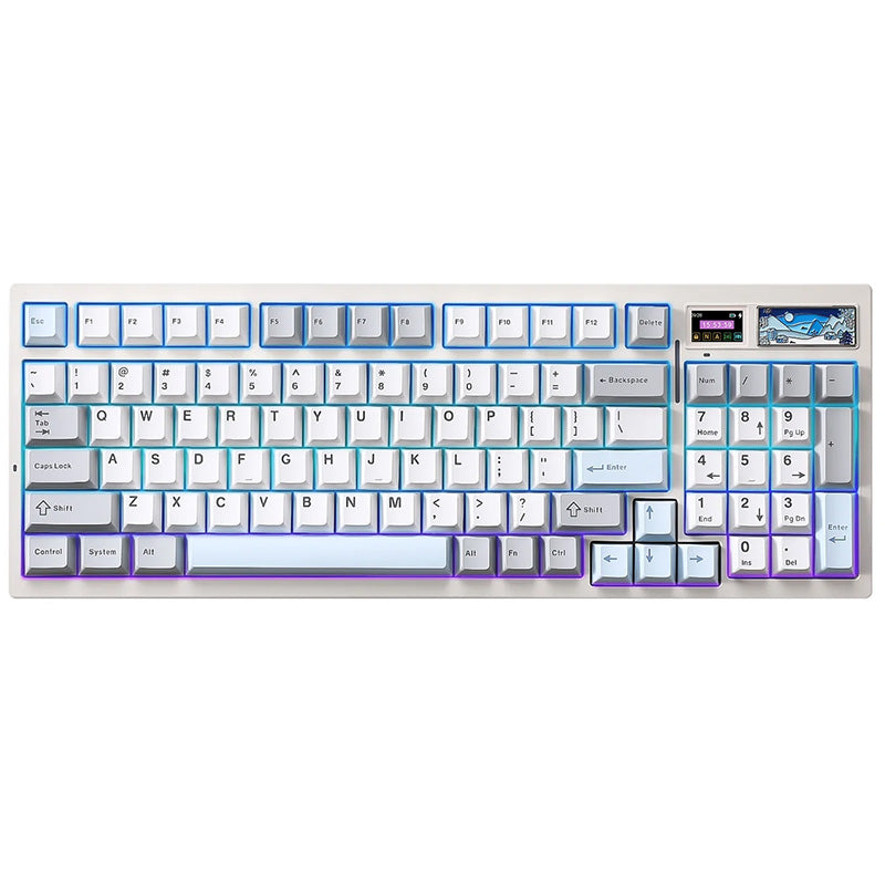 YUNZII IF99 QMK/VIA Full Size Wireless Mechanical Keyboard with LCD Screen Cocoa Cream V2 Switch - White