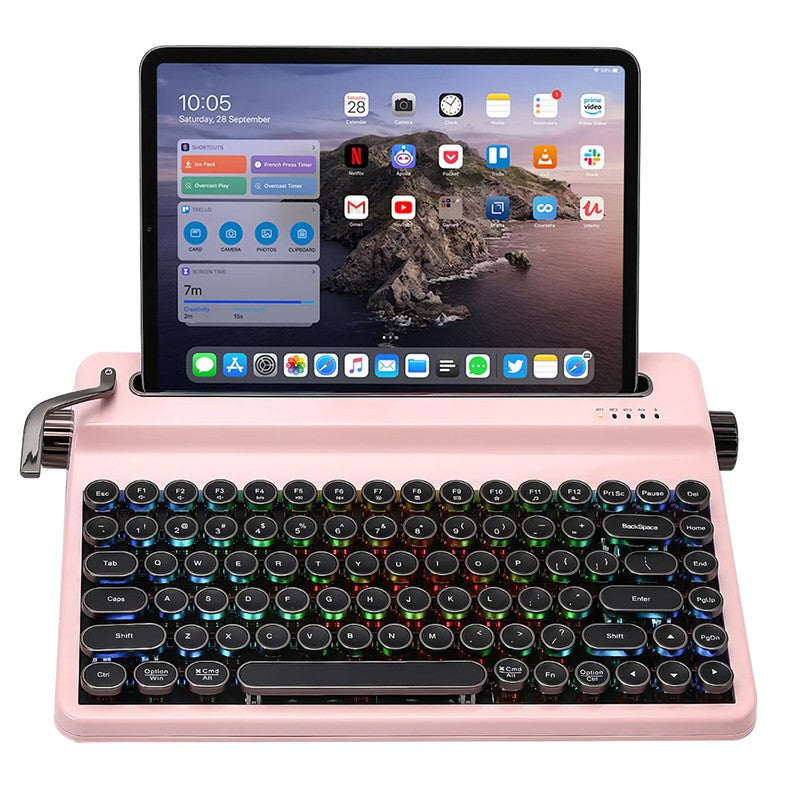 YUNZII QL75 Retro Typewriter QMK/VIA Pink Mechanical Keyboard - Onyx Tactile Switch