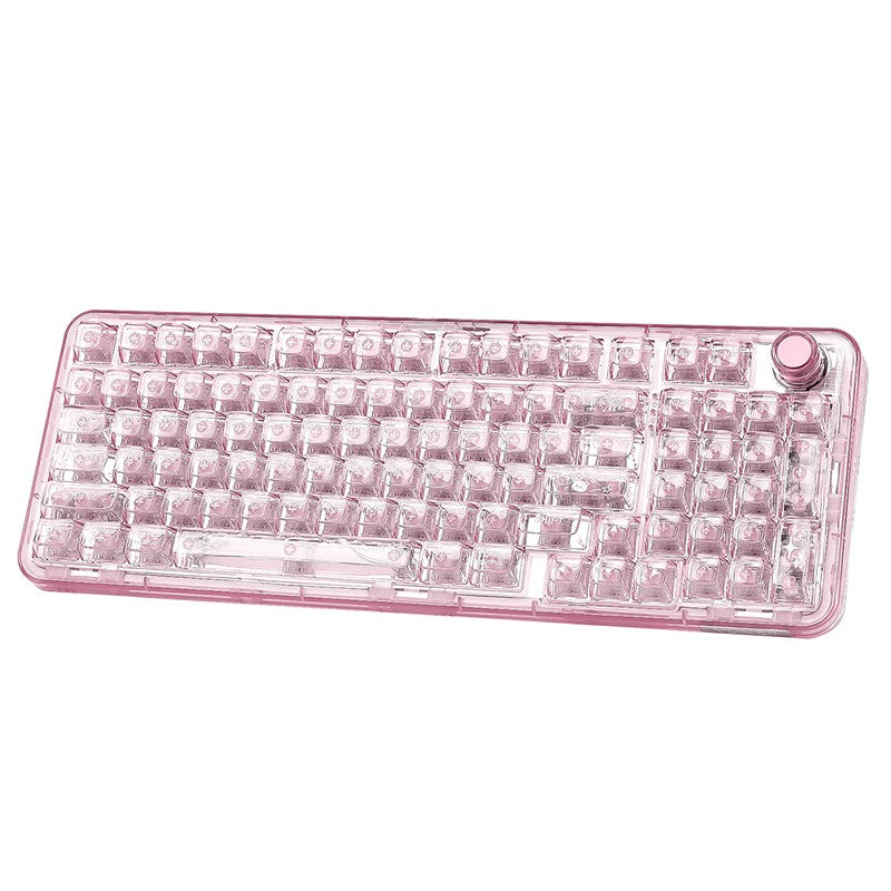 YUNZII X98 Transparent QMK/VIA Pink Mechanical Keyboard - Snow Linear Switch