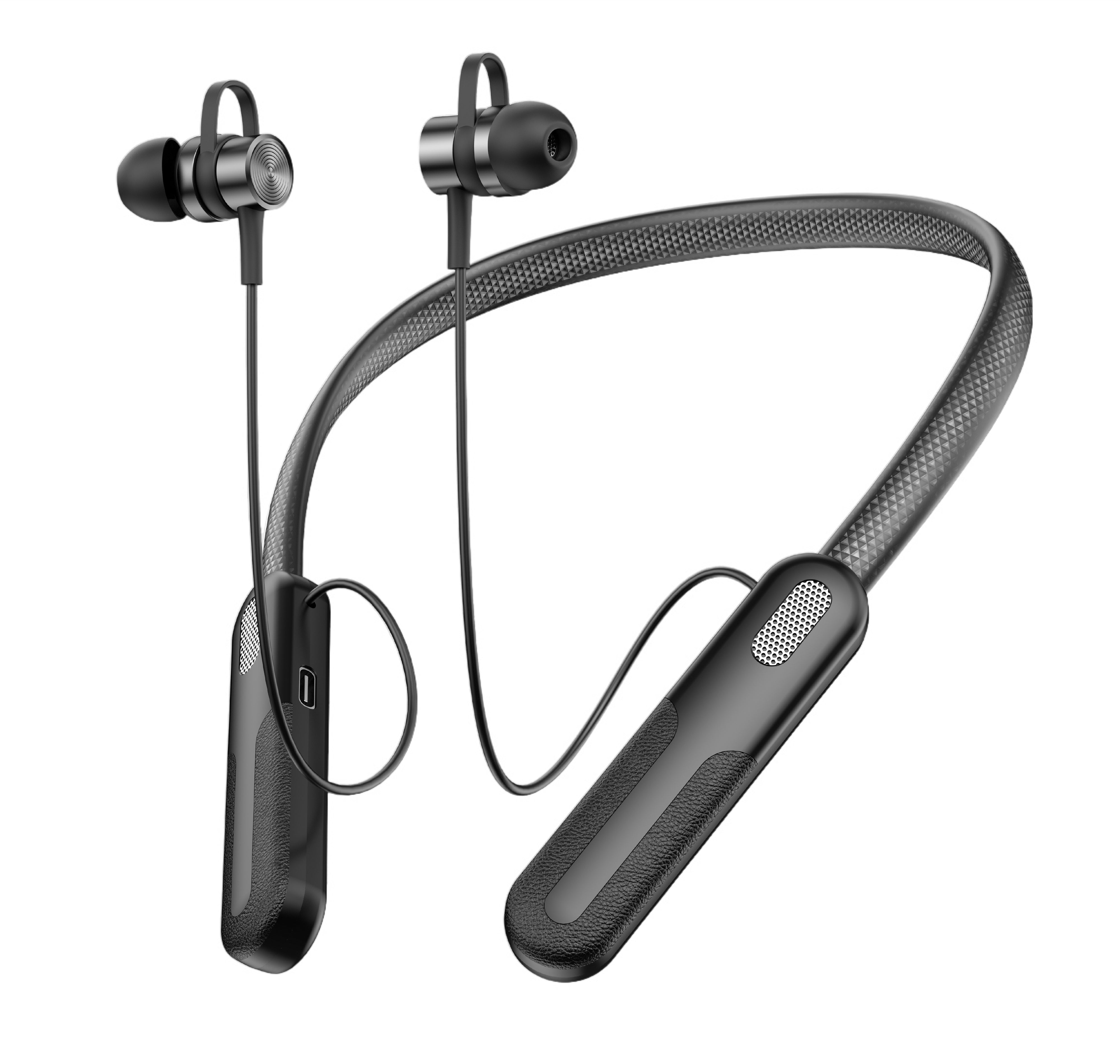LS-103 Bluetooth Earphones Wireless Headphones Magnetic Sport Neckband Neck-hanging TWS Earbuds Wireless Blutooth Headset with Mic BLACK