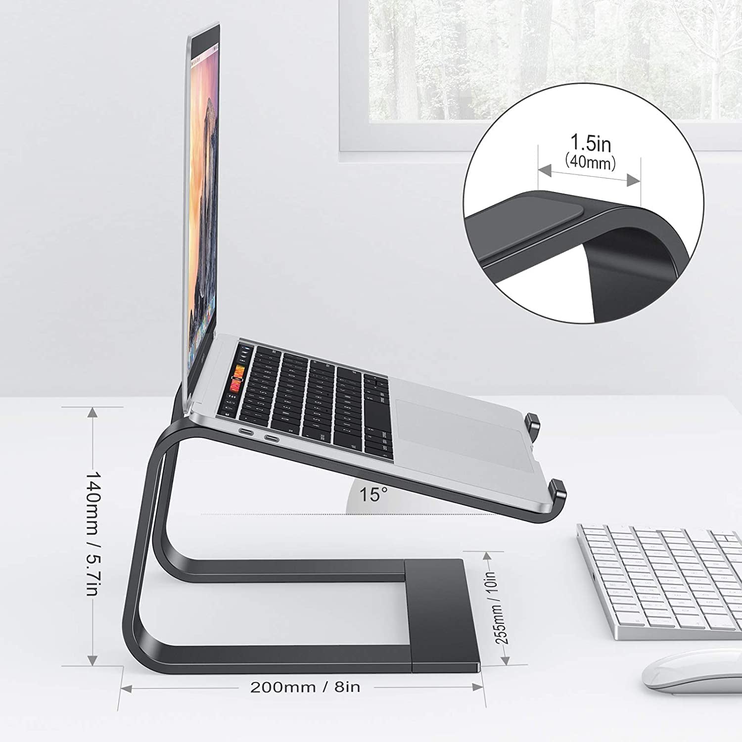 Foldable Laptop Stand Ergonomic Computer Stand Aluminum Laptop Riser Detachable Tablet Stand Desktop Mount for 10-15.6” Laptop Black