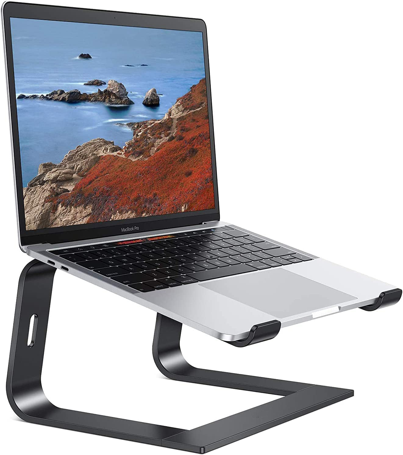 Foldable Laptop Stand Ergonomic Computer Stand Aluminum Laptop Riser Detachable Tablet Stand Desktop Mount for 10-15.6” Laptop Black