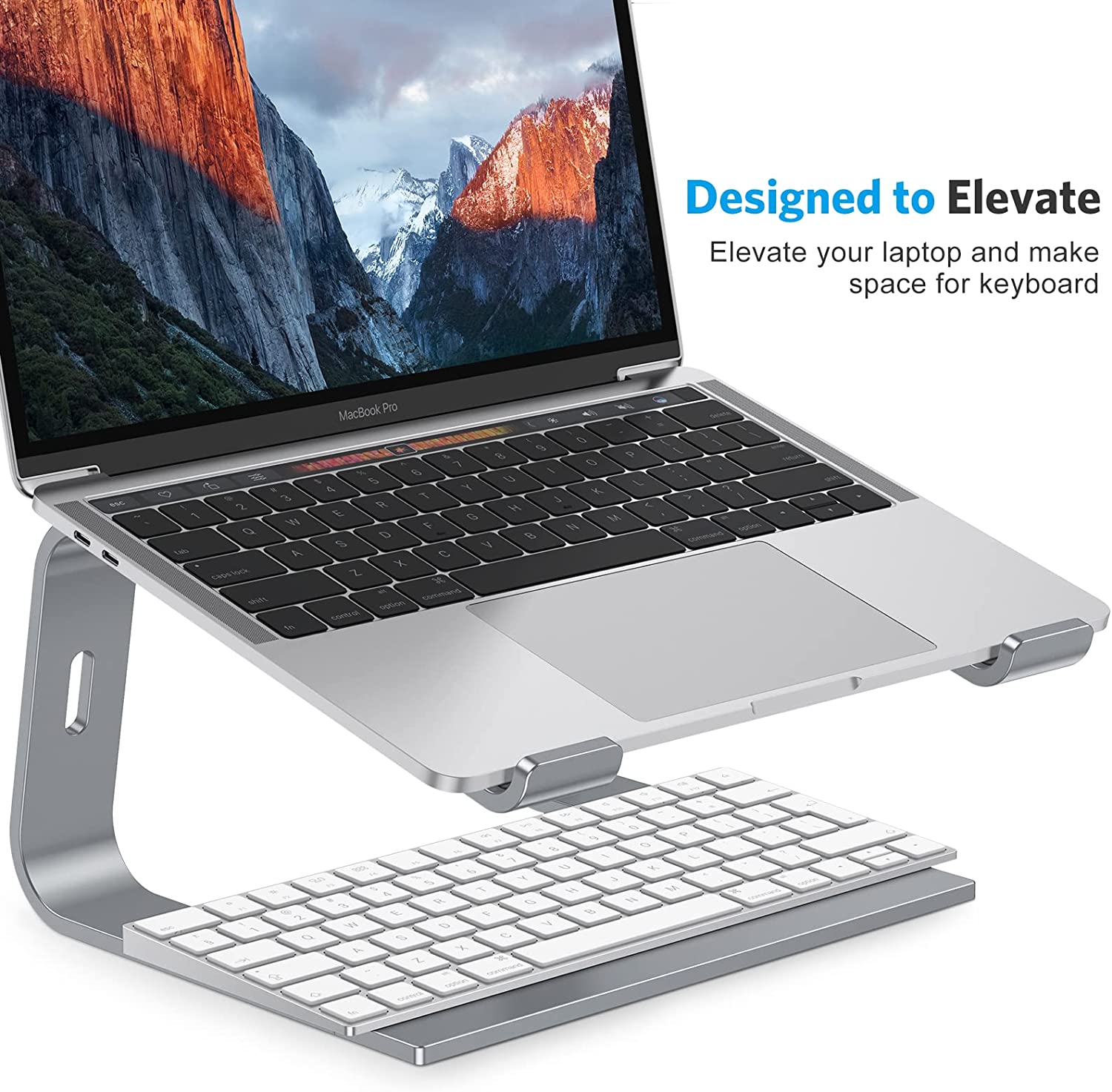 Laptop Stand Holder Aluminum Ergonomic Computer Stand Labtop Riser Detachable Notebook Stand Heavy Tablet Stand for 10-15.6” Laptops Silver