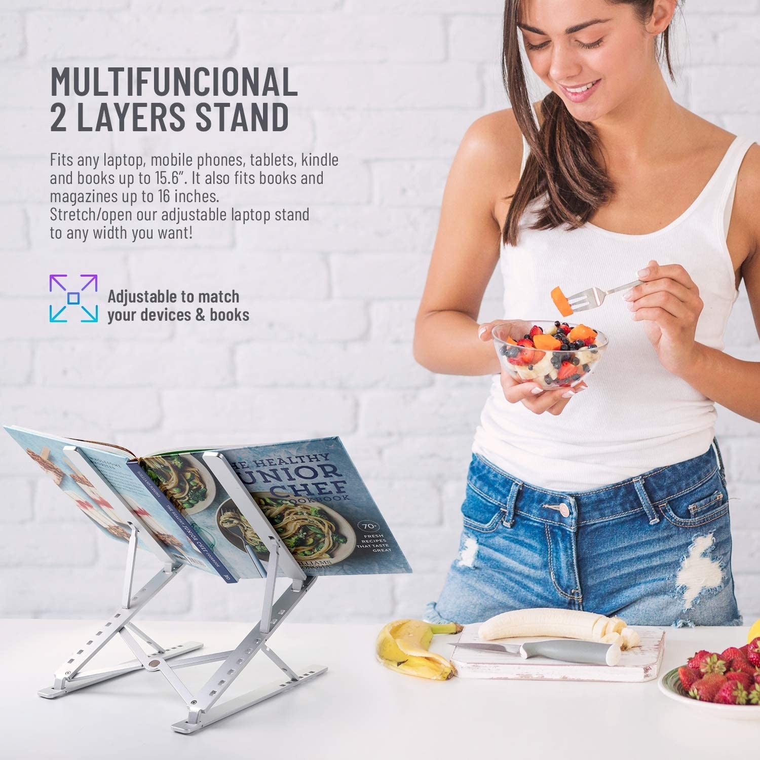 Portable Laptop Stand for Desk Height & Angle Adjustable Laptop Holder Aluminum alloy Laptop Riser Double Triangle Stable Anti-sway Ergonomic Foldable