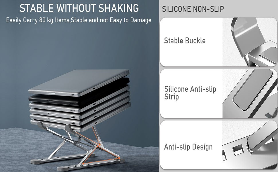 Portable Laptop Stand for Desk Height & Angle Adjustable Laptop Holder Aluminum alloy Laptop Riser Double Triangle Stable Anti-sway Ergonomic Foldable