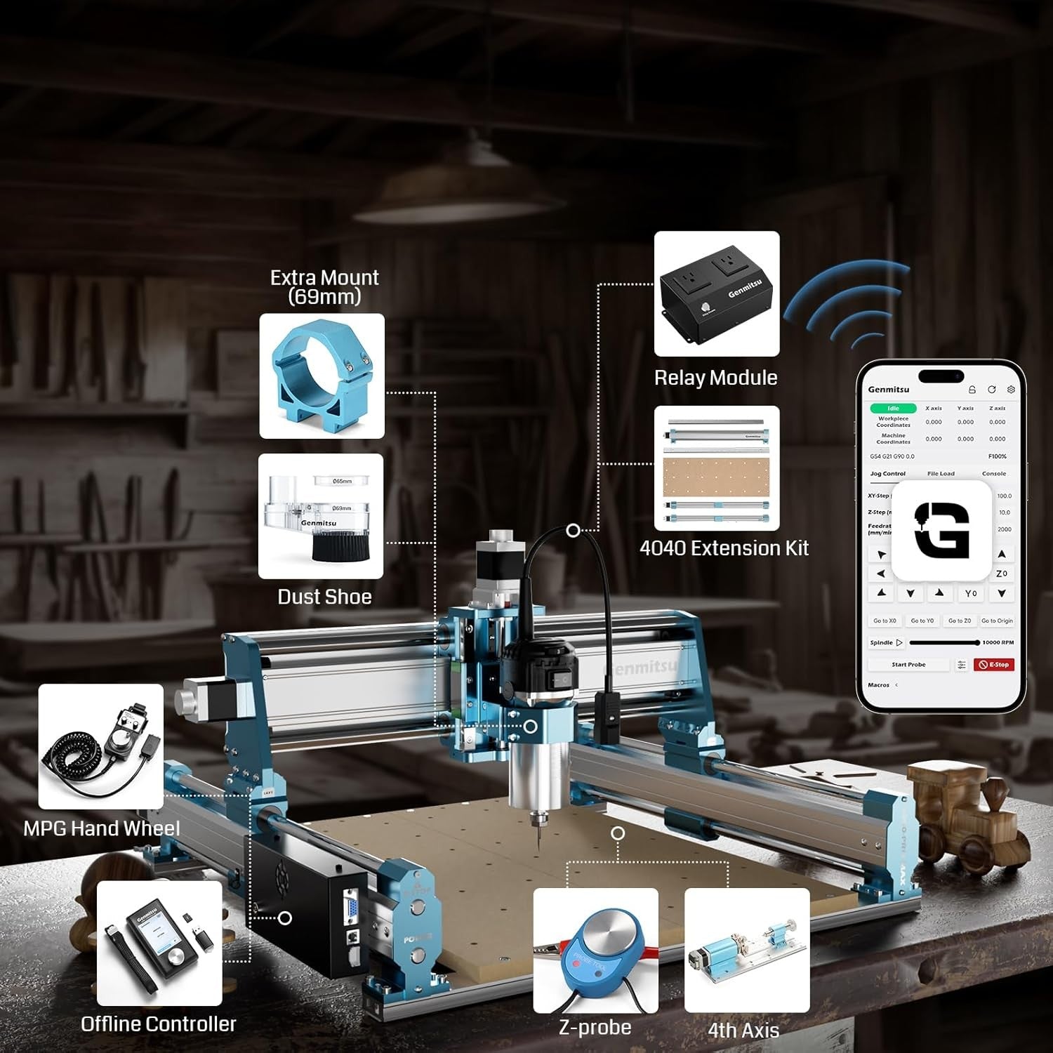 CNC Machine 4040-PRO MAX with 710W Trimmer CNC Router & Linear Rail Driven, 3 Axis Engraving Machine for Wood Metal Acrylic Cutting Milling, GRBL Cont