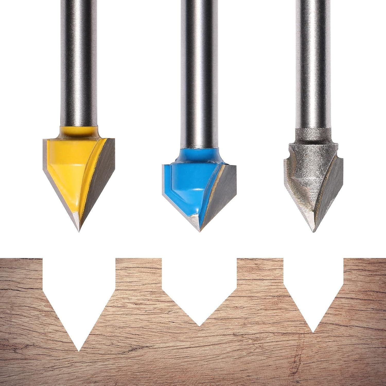 Genmitsu 1/4'' V Grooving Engraving Router Bit Set, 60 Degree & 90 Degree CNC Router Bits, 3D V Shape Milling Wood Cutter Knife,VG03A