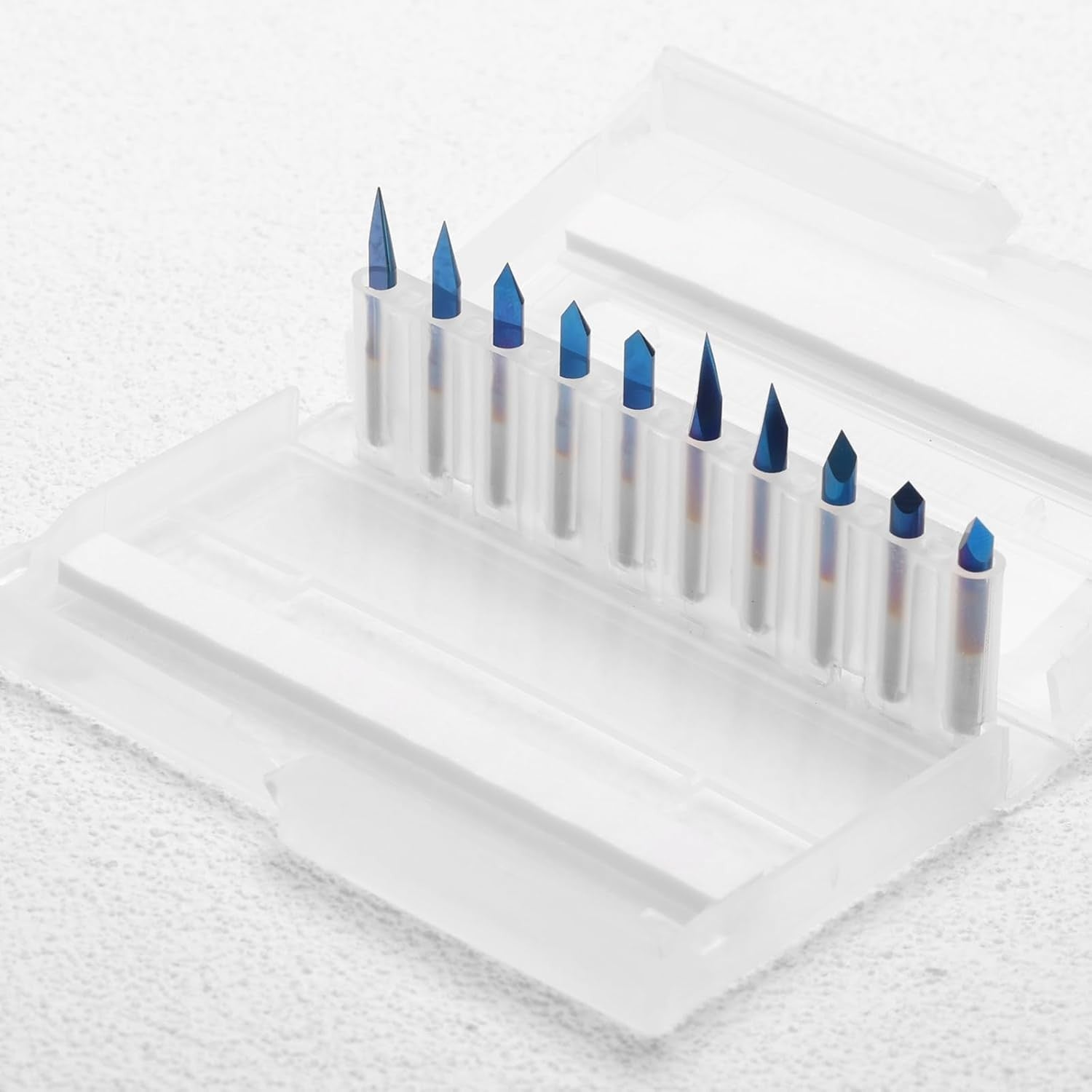 Genmitsu 10 Pcs 1/8'' Shank CNC Router Bits Set, Flat V-bit & Triangular V-bit, 20 /30 /45 /60 /90 Degree 0.1mm Tip, Nano Blue Coat