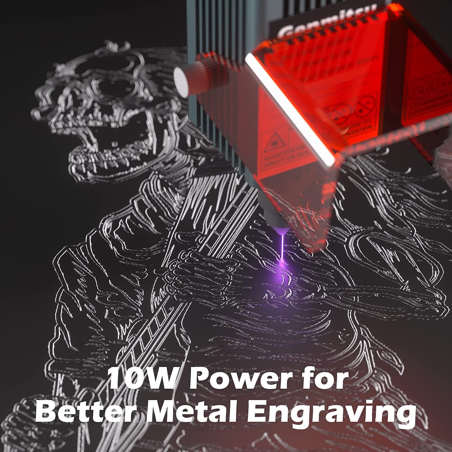 Genmitsu 10W Compressed Spot Laser Module with Air Assist Nozzle, 0.08mm*0.05mm Laser Spot, Min 8.5W Optical Power, for Genmitsu 4040 PRO, 6050 Plus C