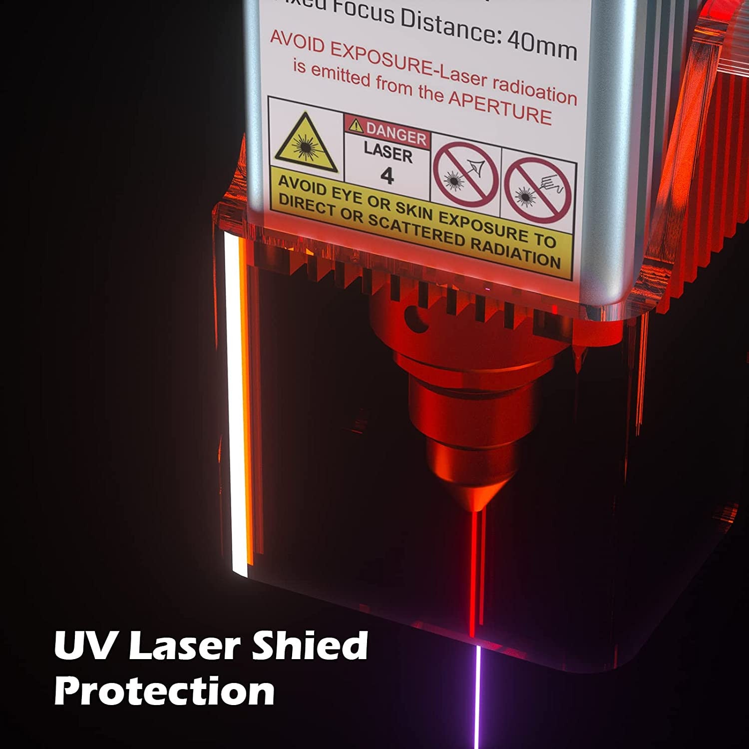 Genmitsu 10W Compressed Spot Laser Module with Air Assist Nozzle, 0.08mm*0.05mm Laser Spot, Min 8.5W Optical Power, for Genmitsu 4040 PRO, 6050 Plus C