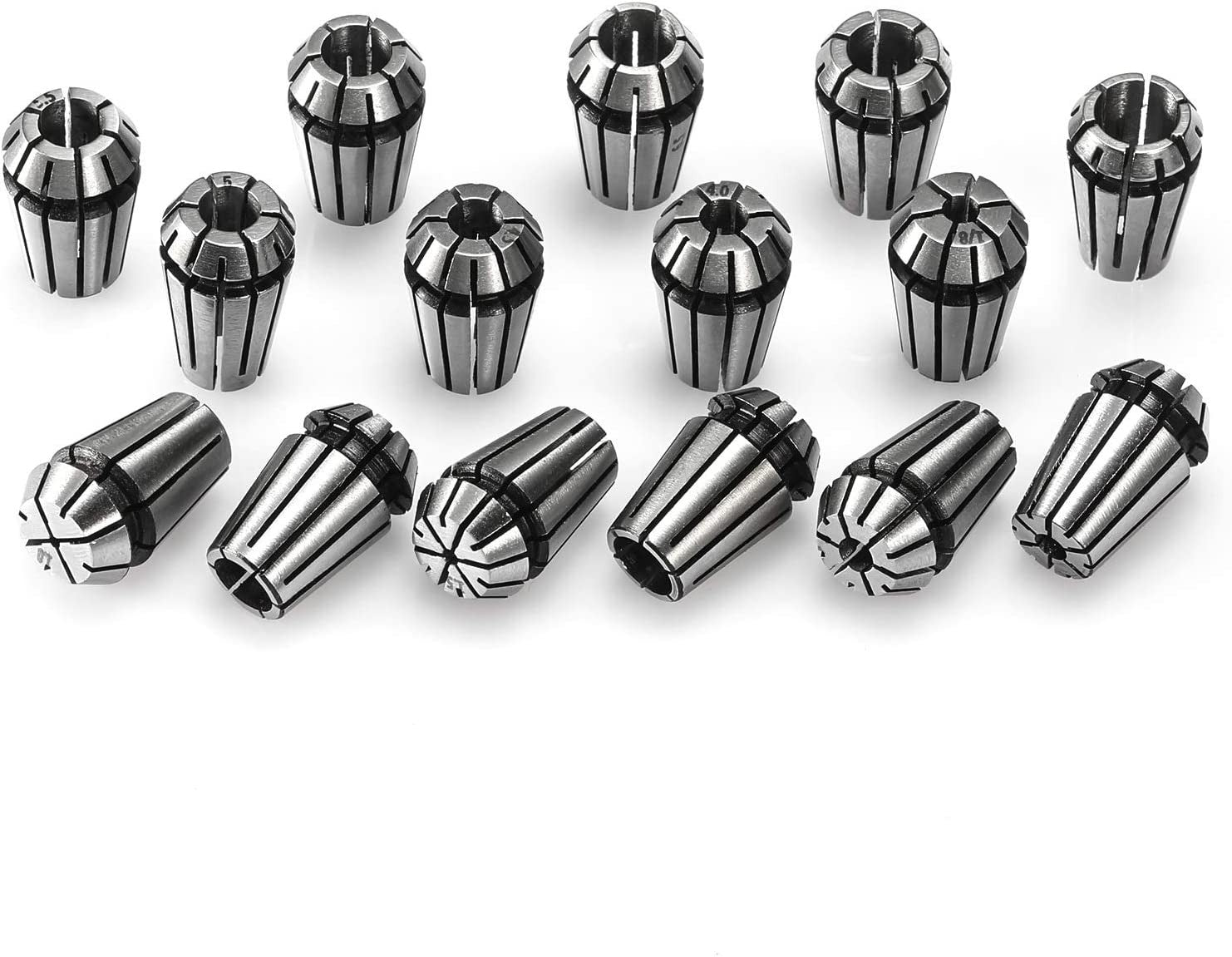 Genmitsu 15PCS ER11 Precision Spring Collet Set for CNC Engraving Milling Lathe Chuck Tool, 1.0mm-7.0mm & 1/4", 1/8"
