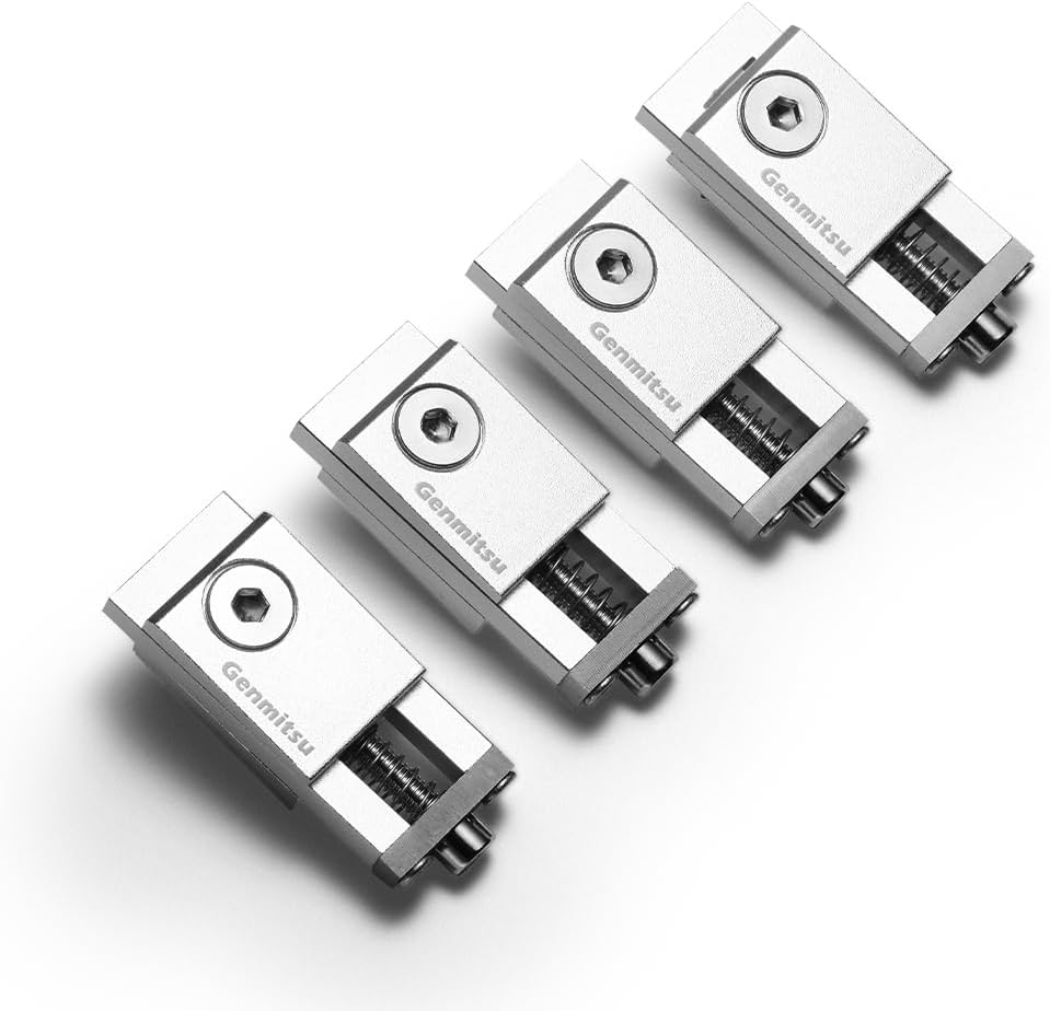 Genmitsu 4PCS Upgrade Aluminum Mini Vise Clamp Toe Clamp, High-Precision CNC Router Clamp,Size 2.2" x 0.9" x 0.8" , Low Profile