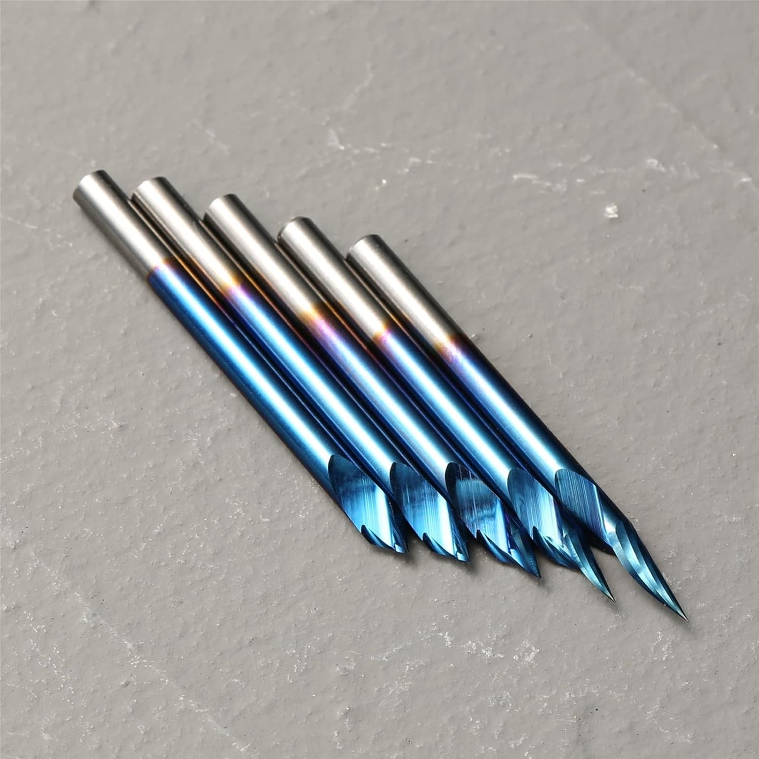 Genmitsu 5PCS V-Groove CNC Router Bits, Degree 20/30/45/60, 1/8'' Shank Nano Blue Coating End Mills, for Wood Carving Milling, VG05B