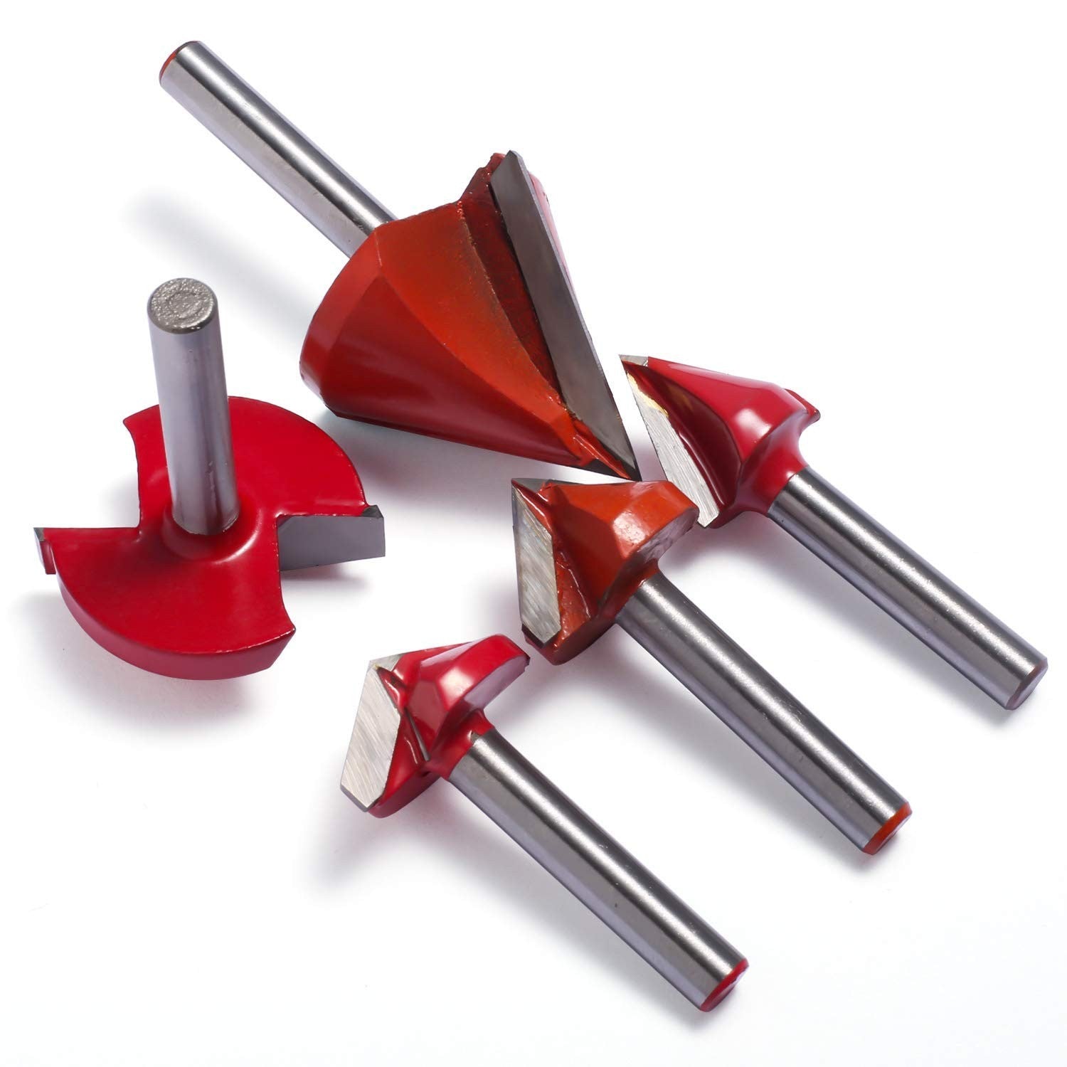 Genmitsu 5PCS V-Groove Router Bits Set, 6mm Shank, 3D V Shape Milling Wood Cutter Knife CNC Engraving Router Bit, VG05A