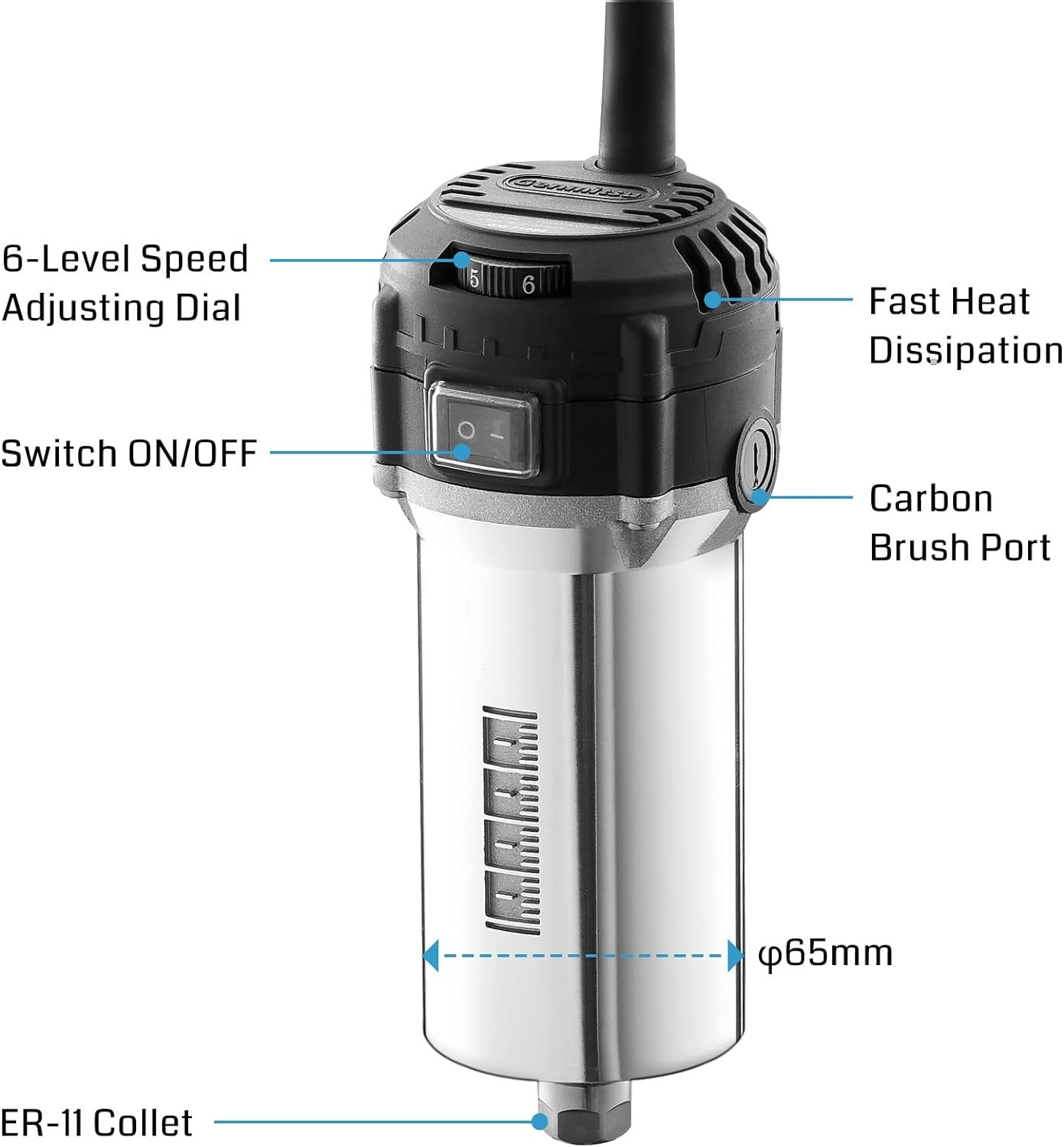 Genmitsu 710W 65mm Diameter Compact Router with ER11 Collet