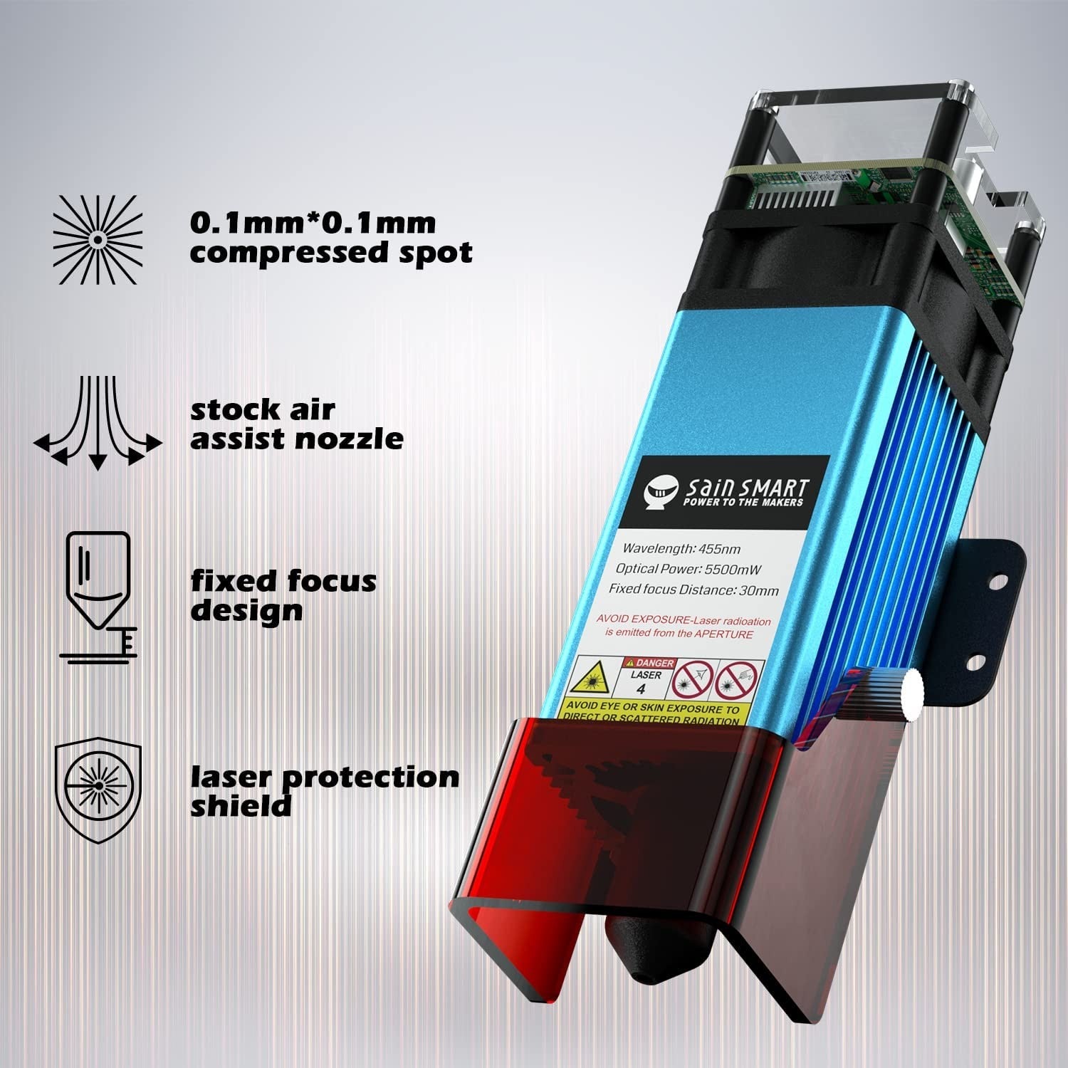 Genmitsu CFL55 Compressed Spot Laser Module, 0.1mm*0.1mm Laser Spot, 5.5W FAC Laser Module for Genmitsu PROVerXL 4030 & 4040-PRO CNC Router