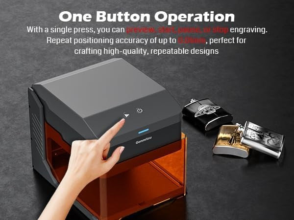 Kiosk 2.5W Laser Engraver, Light Weight & Portable Laser Engraver Machine, Home Laser Cutter with Acrylic Enclosure 3.9 x 3.9inch Engraving Area