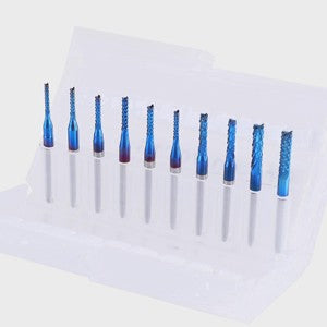 SainSmart Genmitsu 10Pcs Nano Blue Coat End Mill CNC Router Bits, 1.5-3.175mm, 1/8" Shank