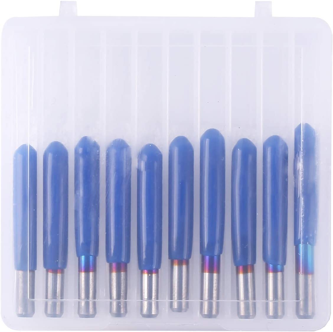 SainSmart Genmitsu 10Pcs Nano Blue Coat Engraving Bits, 30 Degree 0.1mm Tip 1/8" Shank Conical V-Bit