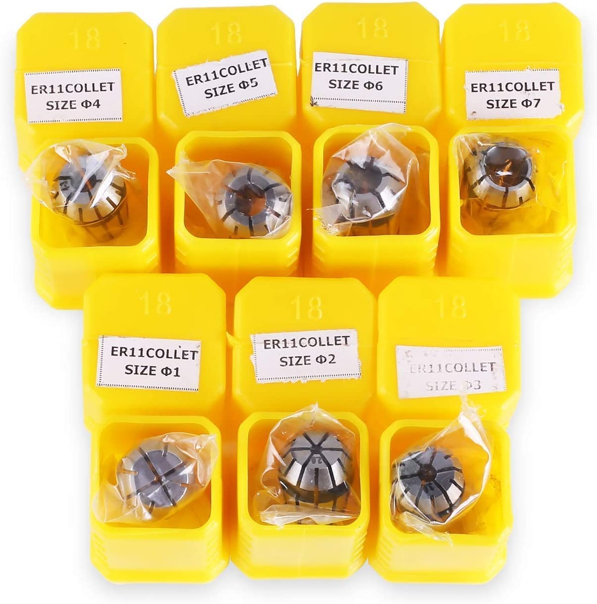 SainSmart Genmitsu 7Pcs ER11 Spring Collet Set for CNC Engraving Milling Lathe Tool 1.0mm-7.0mm