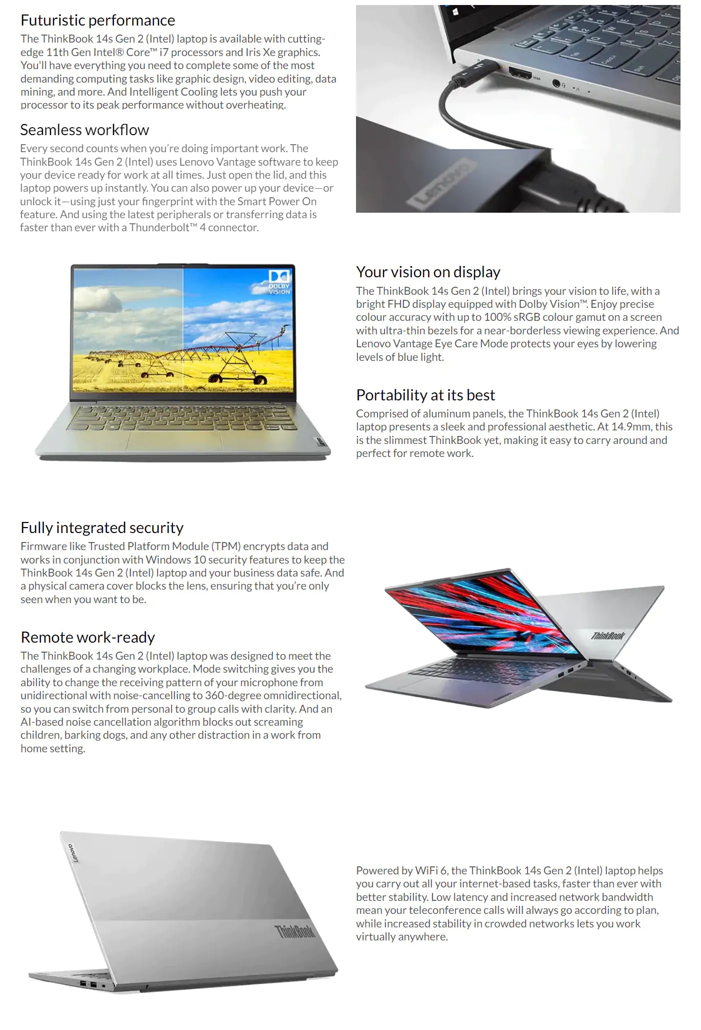 Lenovo ThinkBook 14s G2 14in FHD i5 1135G7 256GB SSD 8GB RAM W10P Laptop (20VA0002AU)