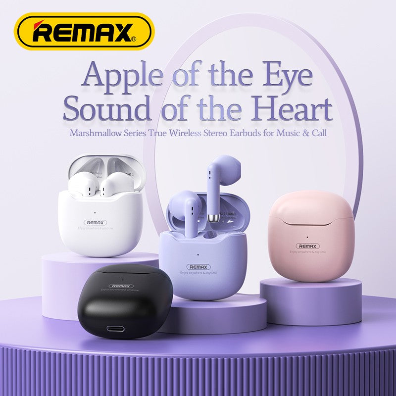 MOREJOY Remax True Wireless Heaphones Earbuds for Music Call TWS bluetooth 5.3 earphones headphones,Crystal Clear Sound Profile_Purple