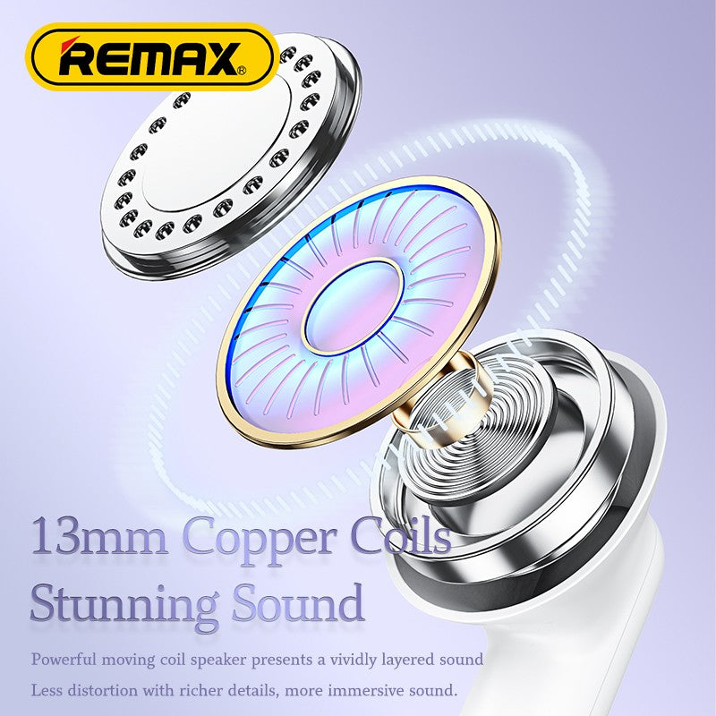 MOREJOY Remax TWS Earphones Earbuds for Music Call TWS Bluetooth 5.3 Headphones for Mobile Phone Tablet Laptop_White