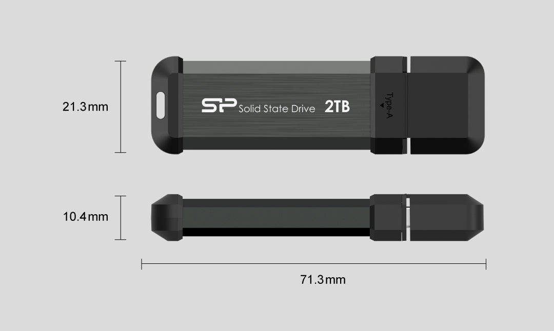 Silicon Power 1TB MS70 USB 3.2 Flash Drive - Gray, R/W up to 1,050/850 MB/s,