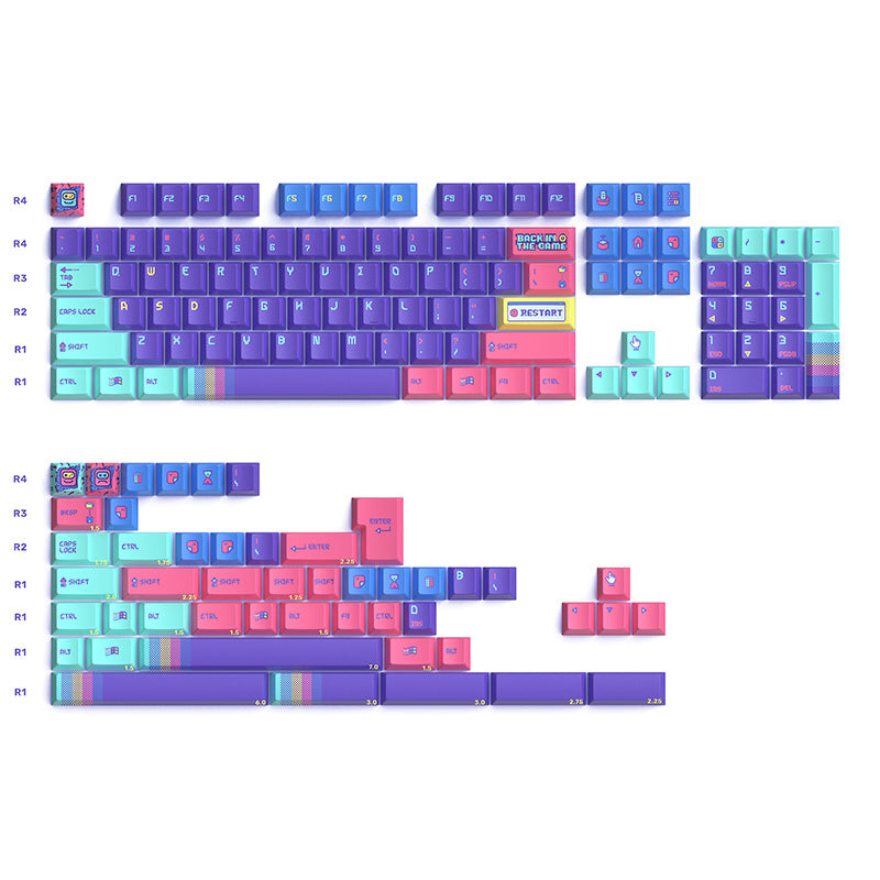 Keytok Cherry Back in Game Dye-Sub PBT Keycaps - 152pcs Set Purple