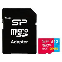 Silicon Power 512GB Gaming microSDXC UHS-I Micro SD Card with Adapter, Optimized for Mobile Games Apps Nintendo-Switch, Class 10 U3 V30 A1