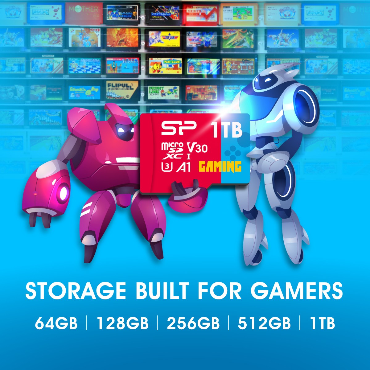 Silicon Power 64GB Gaming microSDXC UHS-I Micro SD Card with Adapter, Optimized for Mobile Games Apps Nintendo-Switch, Class 10 U3 V30 A1