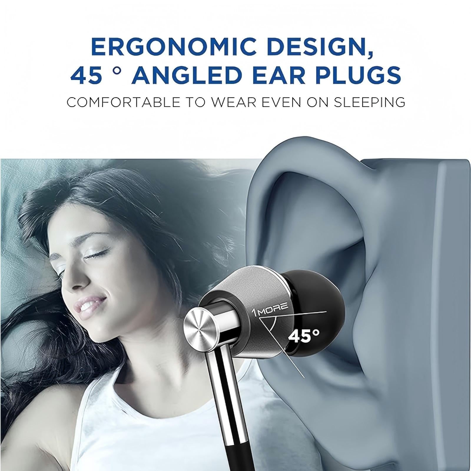 1MORE E1001 Triple Driver In Ear Headphones, Hi-Res Wired Earphones With MEMS Microphone, In-Line Remote, 3.5mm Wired, 8 Pairs Ear Tips Silver