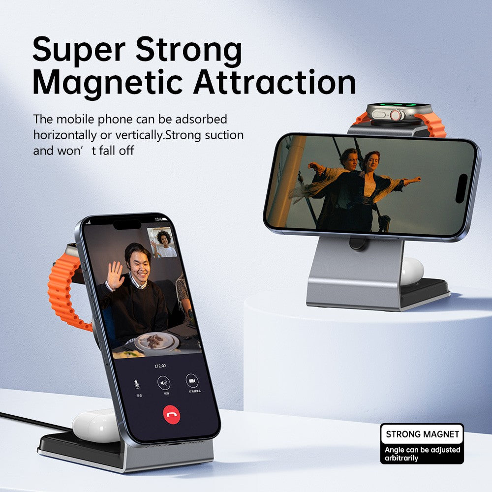 SEEDREAM 3 in 1 Magnetic Wireless Charging Station 18W Max for Apple iPhone/iWatch/Airpods,iPhone15,14,13,12,11 /XS/XR/XS, iWatch9/8