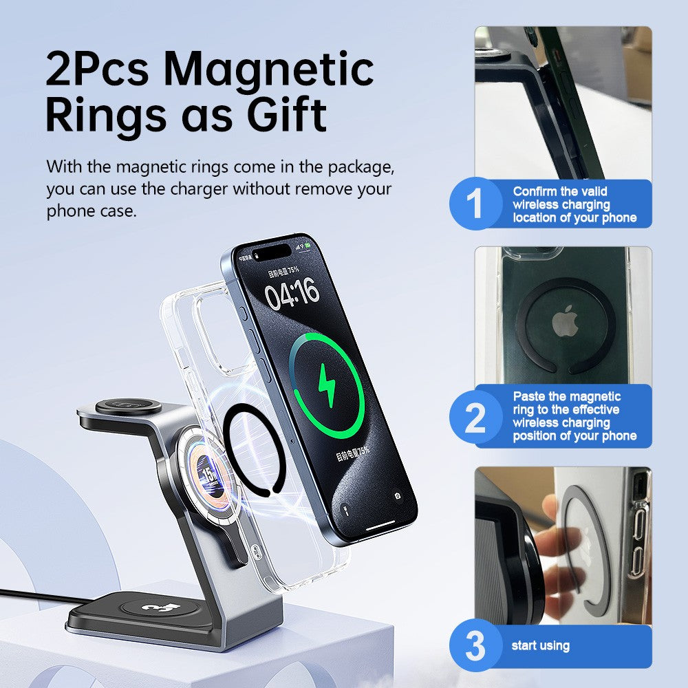 SEEDREAM 3 in 1 Magnetic Wireless Charging Station 18W Max for Apple iPhone/iWatch/Airpods,iPhone15,14,13,12,11 /XS/XR/XS, iWatch9/8