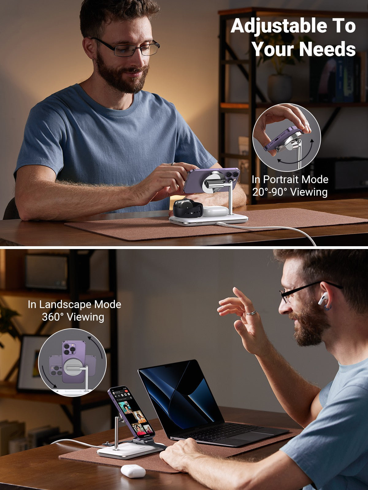 UGREEN MagFlow Qi2 Wireless Charger 25W 3 in 1 Wireless Charger Wireless Charging Station MagSafe Compatible for iPhone 16/15/14/13/12 MagSafe Seri