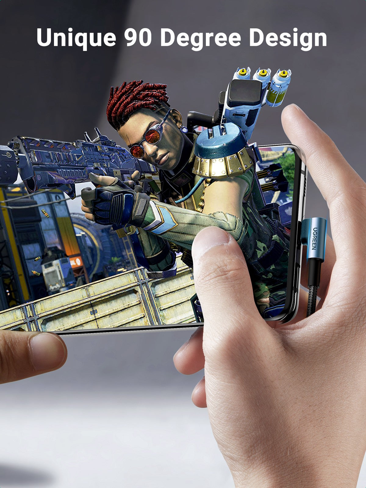 UGREEN USB-C 2.0 to Angled USB-C M/M Cable Aluminium Shell with Braided 1m