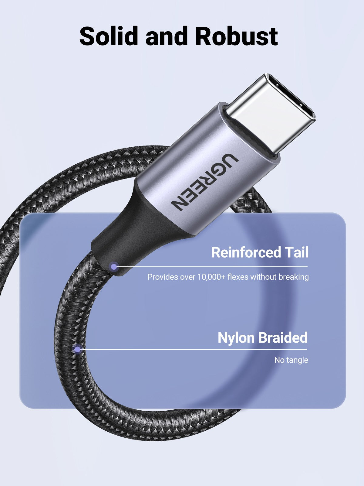 UGREEN USB-C Male to USB 2.0 Male Cable Aluminum Braid 3m