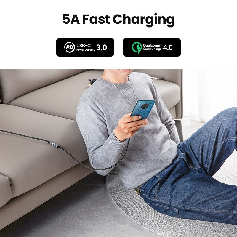 UGREEN USB-C Male to USB-C Female Gen2 Alu Case Braided Extension Cable 1m