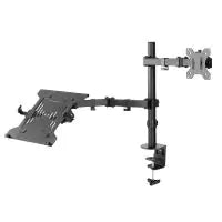 Brateck Double Joint Articulating Steel Monitor Arm with Laptop Holder