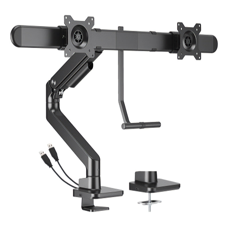 Brateck Noteworthy Gas Spring Dual Monitor Arm with USB Ports