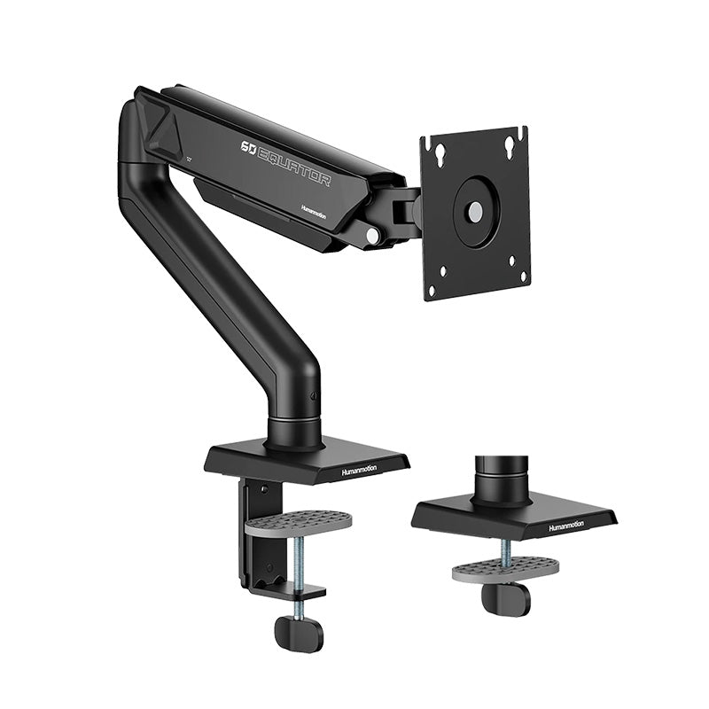 Humanmotion Single Screen Aluminum Steel Monitor Arm for up to 17in-32in 2-9kg - Matte Black