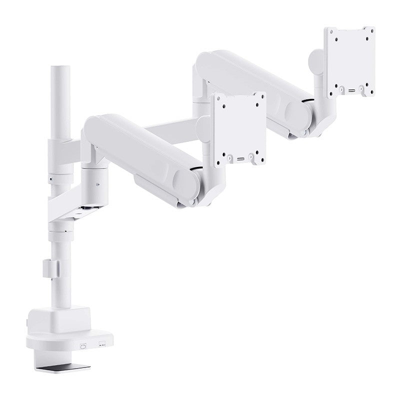 Infinity Ergonomic and Style Heavy-Duty Gas Spring Dual Monitor Arm Support 24in-57in up to 27kg - White