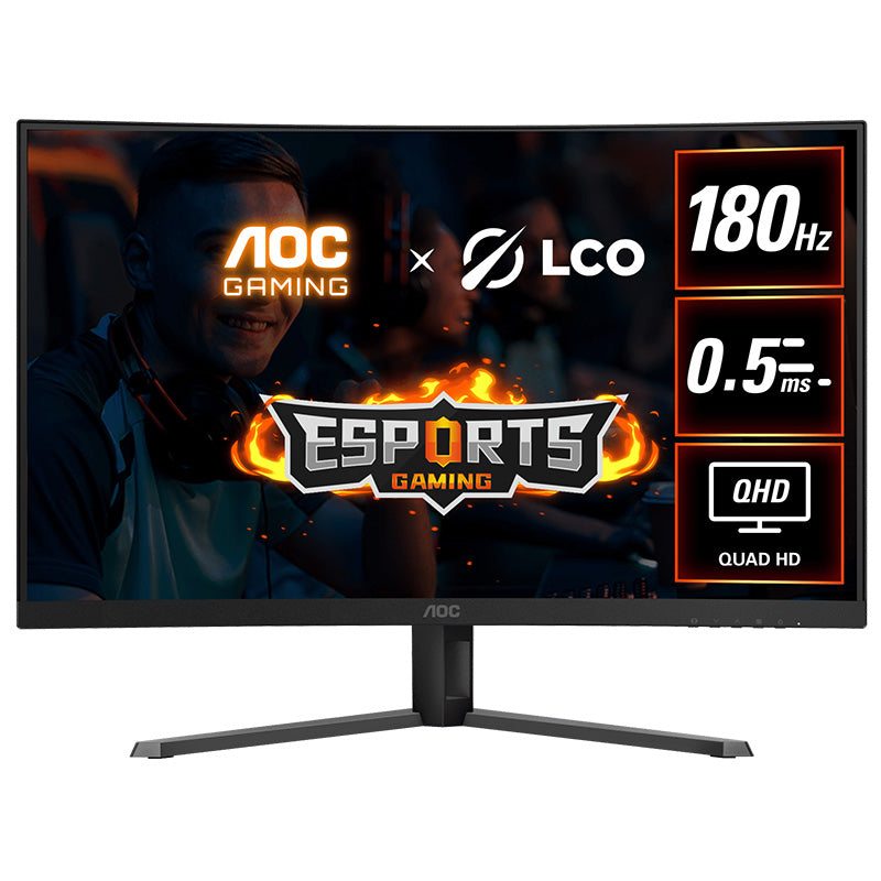 AOC 32in QHD HDR10 VA 180Hz Adaptive Sync Curved Gaming Monitor
