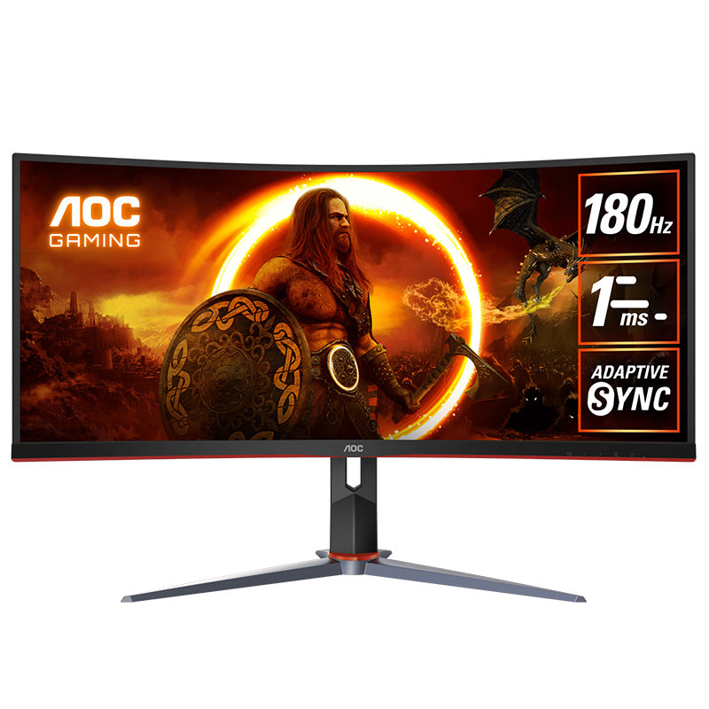 AOC 34in UWQHD 180Hz VA Curved Gaming Monitor