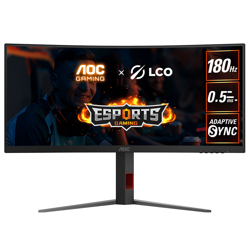 AOC 34in WQHD 180Hz Fast VA Adaptive Sync Curved Gaming Monitor