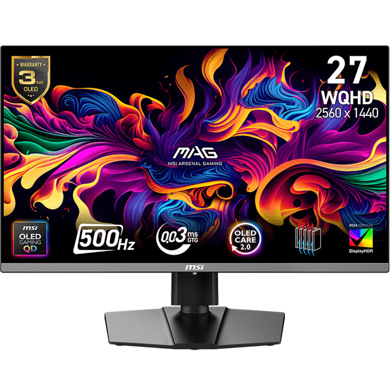 MSI MAG 272QP 27in WQHD QD-OLED 500Hz Adaptive-Sync Gaming Monitor