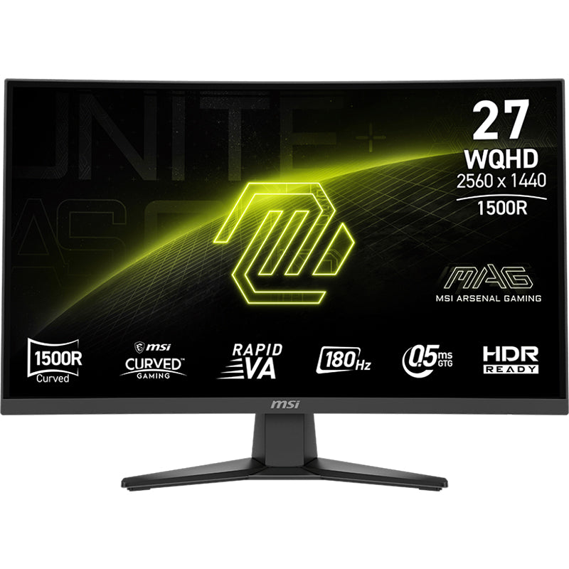 MSI MAG 27in WQHD Rapid VA 180Hz Adaptive-Sync Curved Gaming Monitor